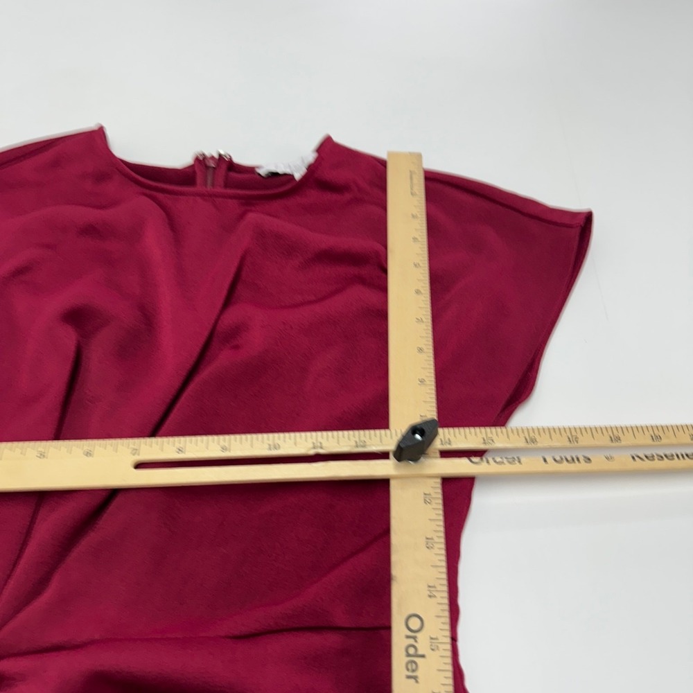 L'Academie Dress Womens Small Red Pink Asymmetrical Ruched Cocktail Wedding - Picture 11 of 14